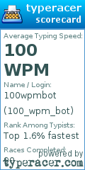 Scorecard for user 100_wpm_bot