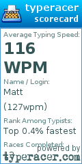 Scorecard for user 127wpm