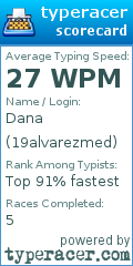 Scorecard for user 19alvarezmed