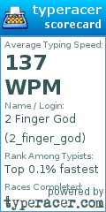 Scorecard for user 2_finger_god