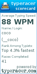 Scorecard for user __coco