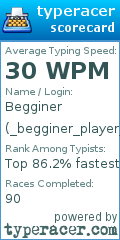 Scorecard for user _begginer_player_