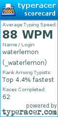 Scorecard for user _waterlemon