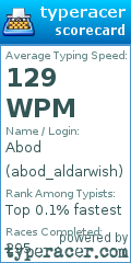 Scorecard for user abod_aldarwish