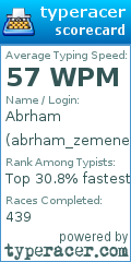 Scorecard for user abrham_zemene