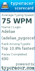 Scorecard for user adeliae_pygoscelis