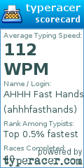 Scorecard for user ahhhfasthands