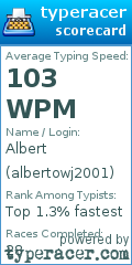 Scorecard for user albertowj2001