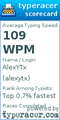 Scorecard for user alexytx