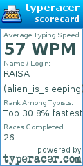 Scorecard for user alien_is_sleeping