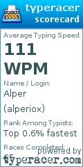 Scorecard for user alperiox