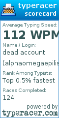 Scorecard for user alphaomegaepilison