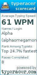 Scorecard for user alphaomegamon123