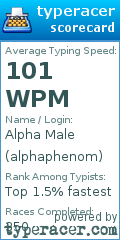 Scorecard for user alphaphenom
