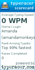 Scorecard for user amandamonkeys