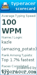Scorecard for user amazing_potato