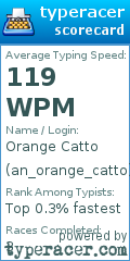 Scorecard for user an_orange_catto