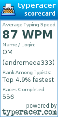 Scorecard for user andromeda333