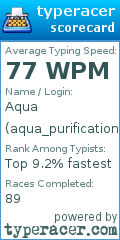 Scorecard for user aqua_purification2