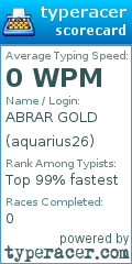 Scorecard for user aquarius26