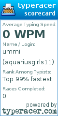 Scorecard for user aquariusgirls11