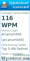 Scorecard for user arcanum946