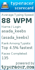 Scorecard for user asada_keebs