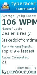 Scorecard for user askedpicfromtimmy
