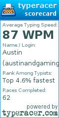 Scorecard for user austinandgaming