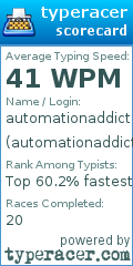 Scorecard for user automationaddict