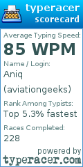 Scorecard for user aviationgeeks