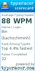 Scorecard for user bachochiminh