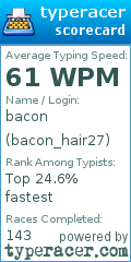 Scorecard for user bacon_hair27