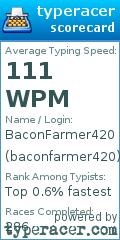 Scorecard for user baconfarmer420