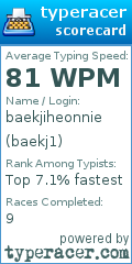 Scorecard for user baekj1