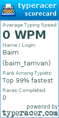Scorecard for user baim_tamvan
