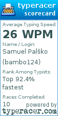 Scorecard for user bambo124