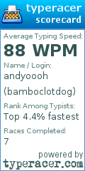 Scorecard for user bamboclotdog