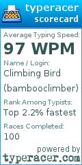 Scorecard for user bambooclimber