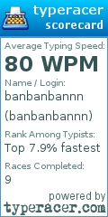 Scorecard for user banbanbannn