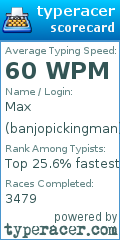 Scorecard for user banjopickingman