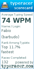 Scorecard for user barbudo