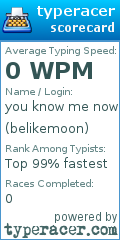 Scorecard for user belikemoon