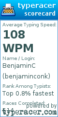 Scorecard for user benjaminconk