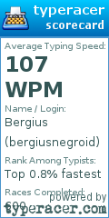 Scorecard for user bergiusnegroid