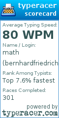 Scorecard for user bernhardfriedrichriemann