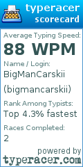 Scorecard for user bigmancarskii