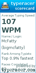 Scorecard for user bigmcfatty