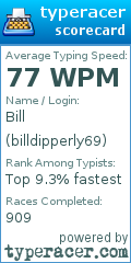 Scorecard for user billdipperly69