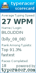 Scorecard for user billy_08_08